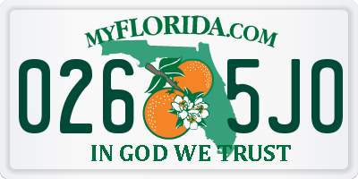 FL license plate 0265JO