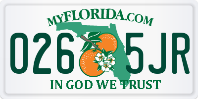 FL license plate 0265JR