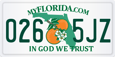 FL license plate 0265JZ