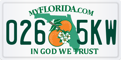 FL license plate 0265KW
