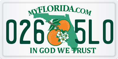 FL license plate 0265LO