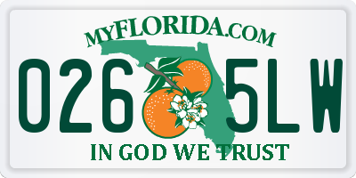 FL license plate 0265LW