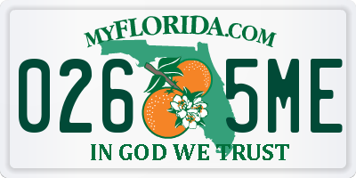 FL license plate 0265ME