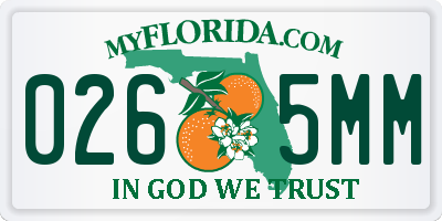 FL license plate 0265MM