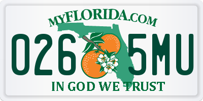 FL license plate 0265MU