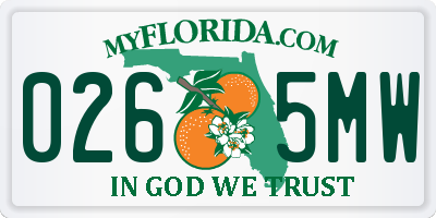 FL license plate 0265MW
