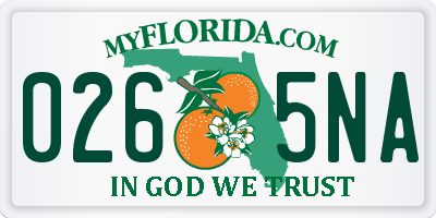FL license plate 0265NA