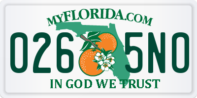 FL license plate 0265NO