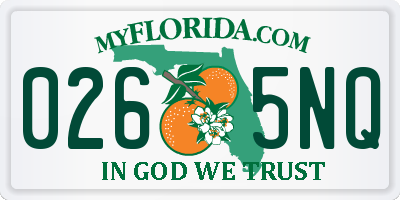 FL license plate 0265NQ