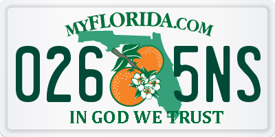 FL license plate 0265NS