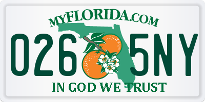 FL license plate 0265NY