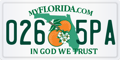 FL license plate 0265PA