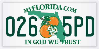 FL license plate 0265PD