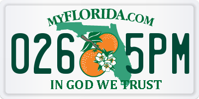FL license plate 0265PM