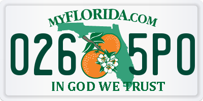 FL license plate 0265PO
