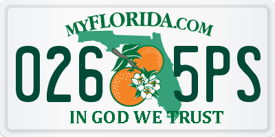 FL license plate 0265PS