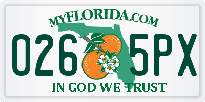 FL license plate 0265PX