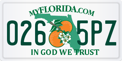 FL license plate 0265PZ
