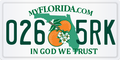 FL license plate 0265RK