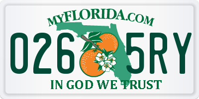 FL license plate 0265RY