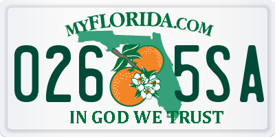 FL license plate 0265SA