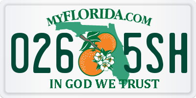 FL license plate 0265SH
