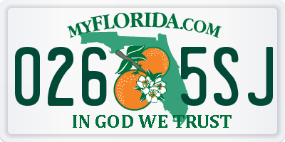 FL license plate 0265SJ