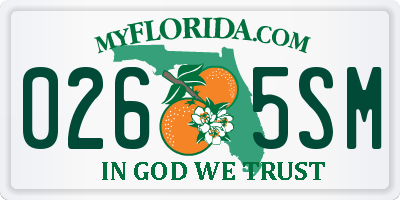 FL license plate 0265SM