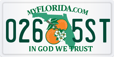 FL license plate 0265ST