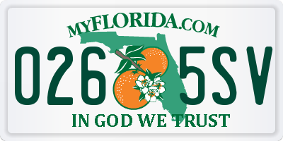 FL license plate 0265SV