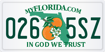 FL license plate 0265SZ