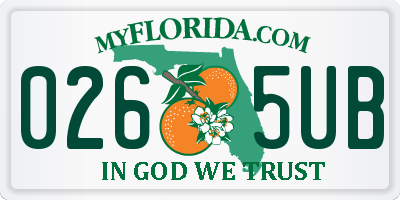 FL license plate 0265UB