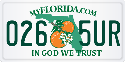 FL license plate 0265UR