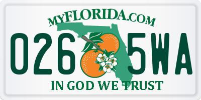 FL license plate 0265WA