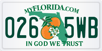 FL license plate 0265WB