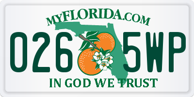 FL license plate 0265WP