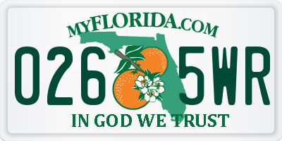 FL license plate 0265WR