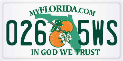 FL license plate 0265WS