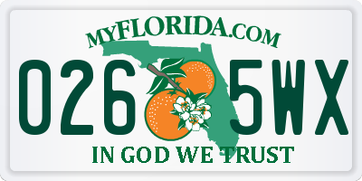 FL license plate 0265WX