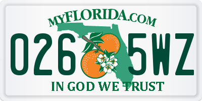 FL license plate 0265WZ