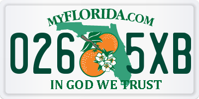 FL license plate 0265XB