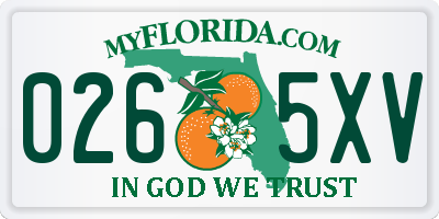 FL license plate 0265XV