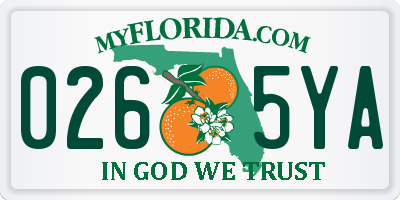 FL license plate 0265YA
