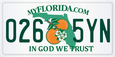 FL license plate 0265YN