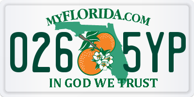 FL license plate 0265YP