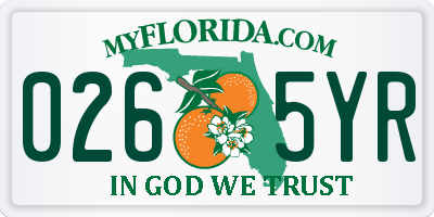 FL license plate 0265YR