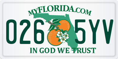 FL license plate 0265YV