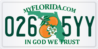 FL license plate 0265YY