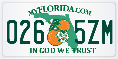 FL license plate 0265ZM