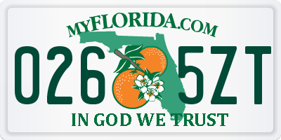 FL license plate 0265ZT